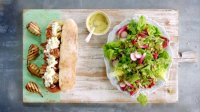 Crispy_Parma_Pork__Minted_Courgettes__and_Brown_Rice___Grilled_Mushroom_Sub_and_Smoky_Pancetta__Melted_Cheese__and_Pears